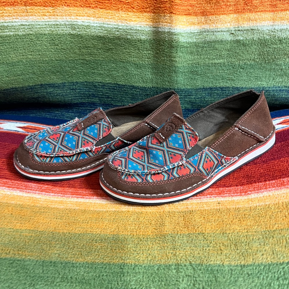 Ariat Women's Moccasins with Brown and Teal Pattern